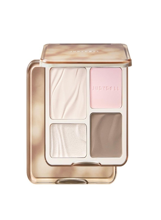 JUDYDOLL Highlight & Contour Palette, All-in-One Matte Highlighter Contour Compact, Blendable Face Makeup for Beginners, for All Skin Tones (04 Blush Shadow Palette) - Image 1